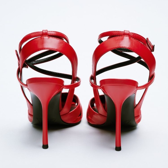 ZARA STRAPPY HEELED STILETTO SHOES RED BRAND NEW WITH TAGS US 6.5 EUR. 37 - Picture 6 of 6